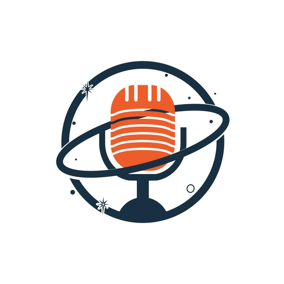 Podcast planet vector logo design. Creative space podcast logo design.