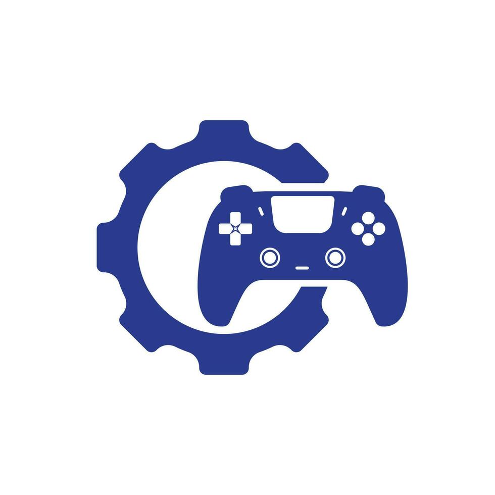 plantilla de diseño de logotipo de vector de reparación de gamepad. engranaje con diseño de logotipo de vector de icono de consola.