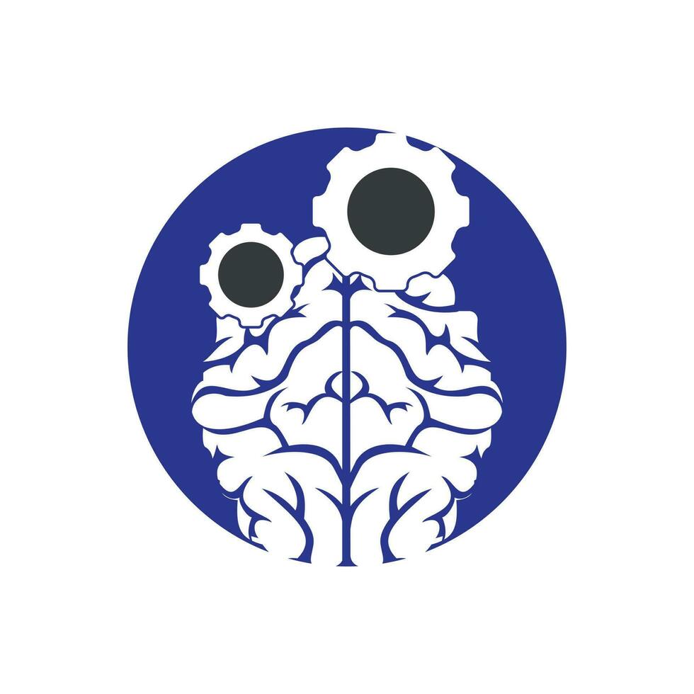 Brain and gear cog logo design. vector