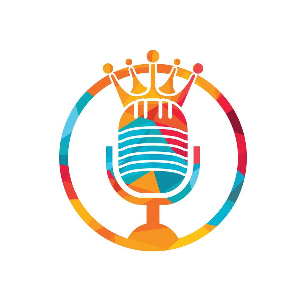 diseño del logotipo del vector del rey del podcast.
