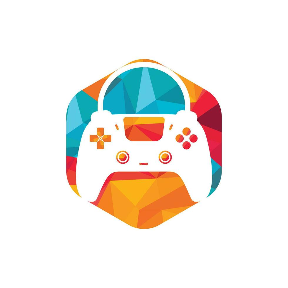 logotipo vectorial de la tienda de juegos. diseño. diseño de vector de icono de joystick de combinación de bolsa de compras.