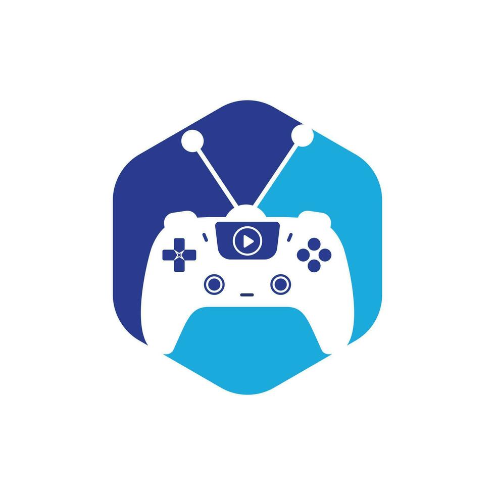 Gaming tv vector logo design. Television and Gamepad icon vector design.