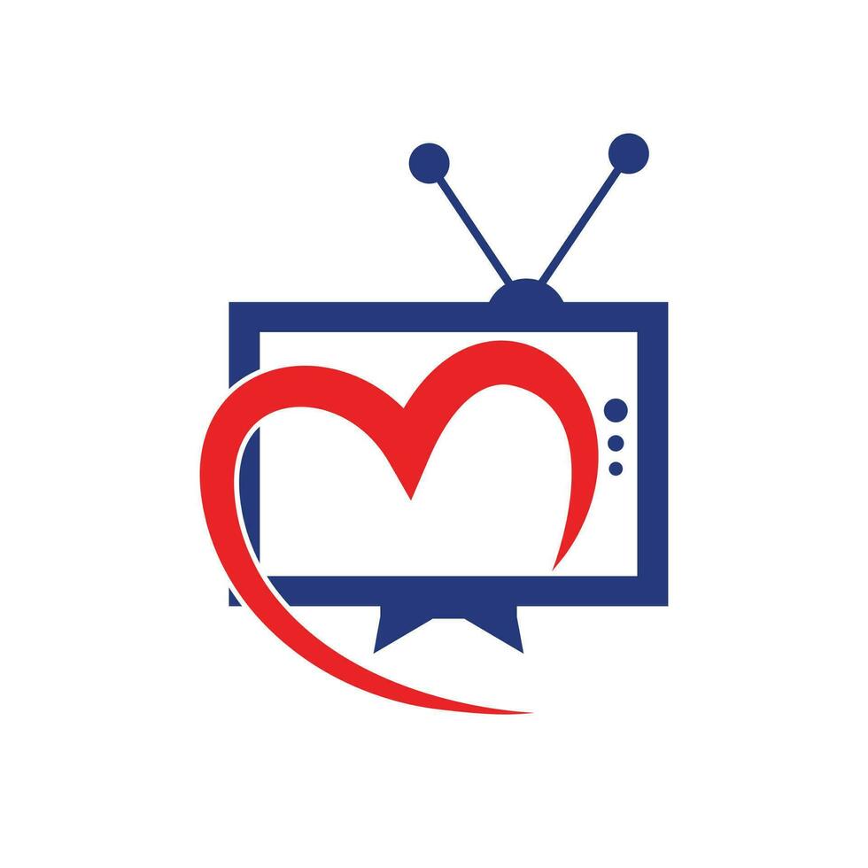 diseño de logotipo de vector de amor de televisión.