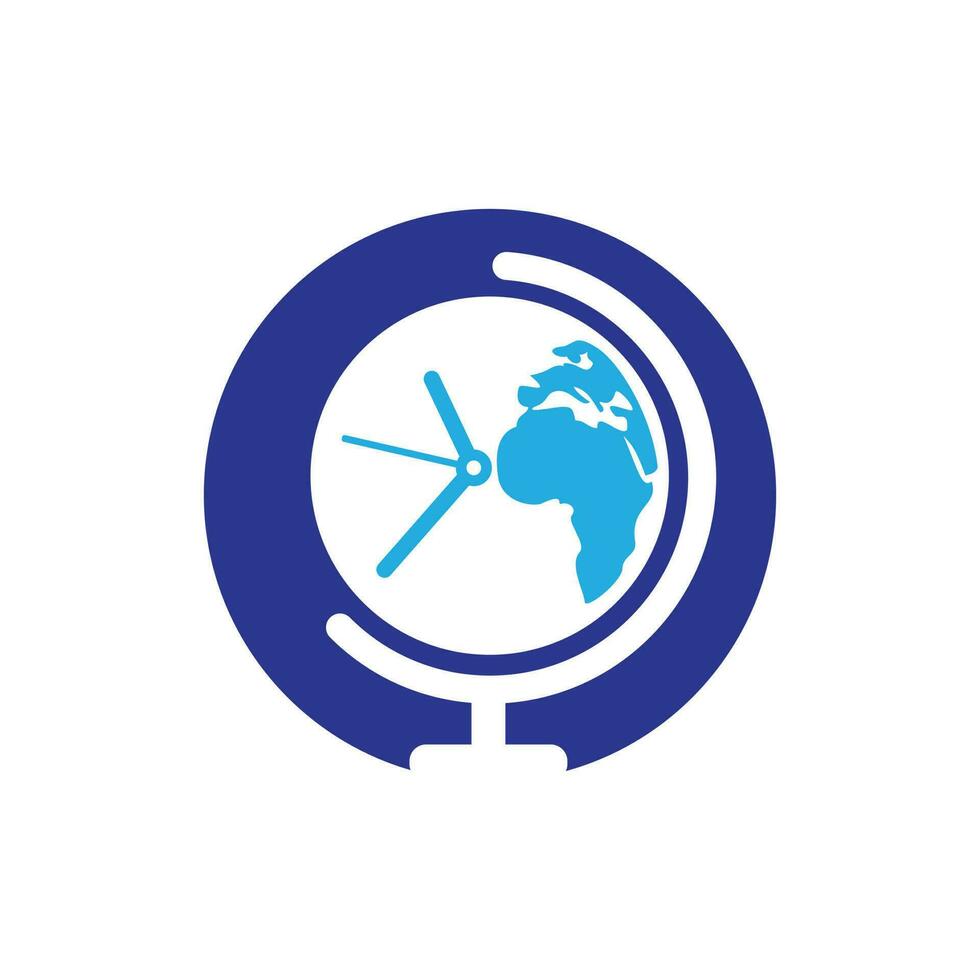 Time world vector logo design template. Time planet symbol or icon.