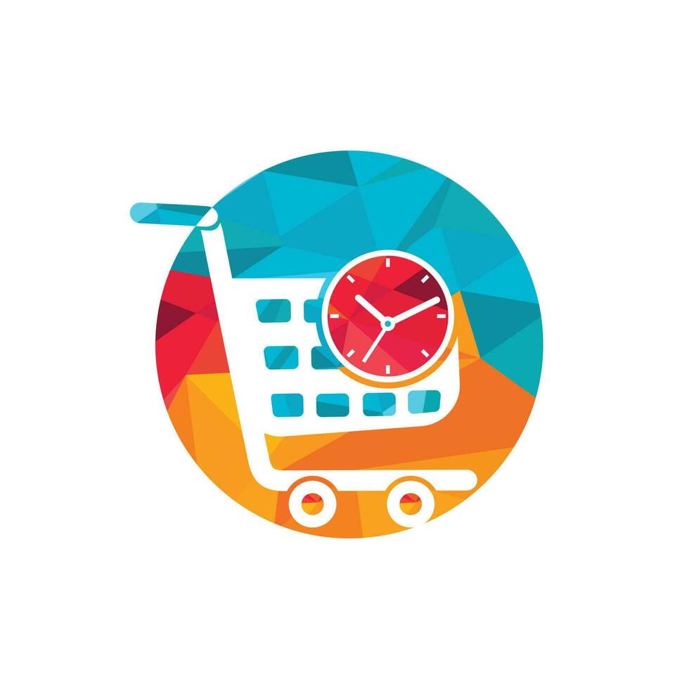 Shopping time vector logo design template.