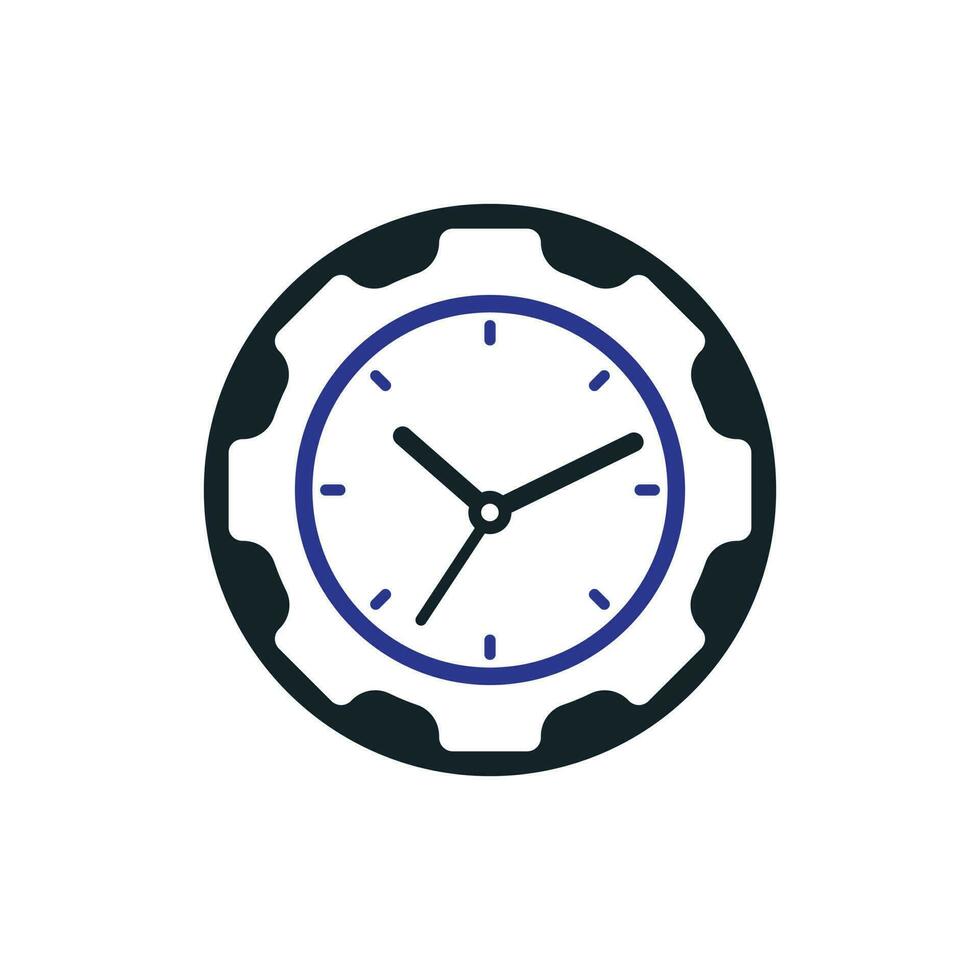 Service time vector logo design. Gear and analog clock icon vector design.