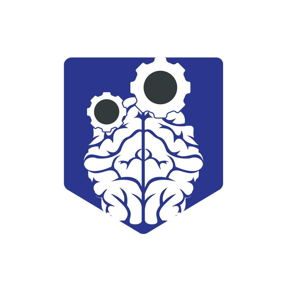 diseño del logo del engranaje y el cerebro. vector