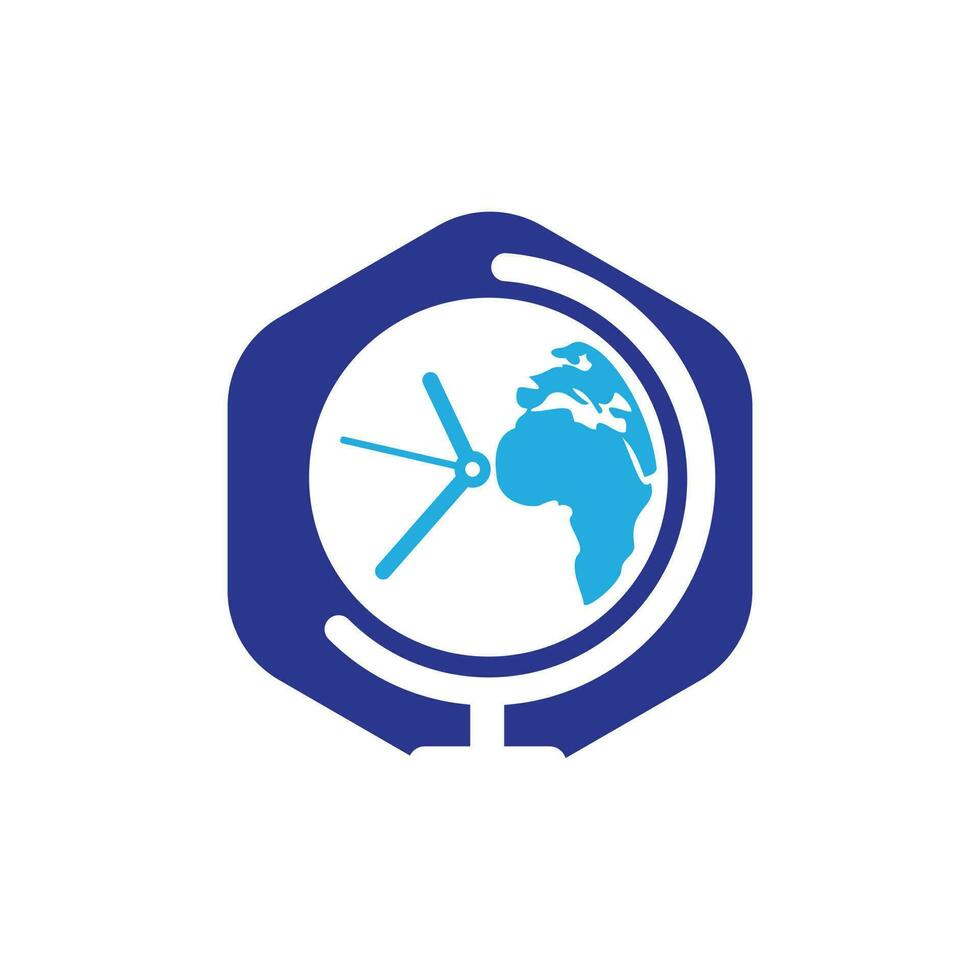 Time world vector logo design template. Time planet symbol or icon.