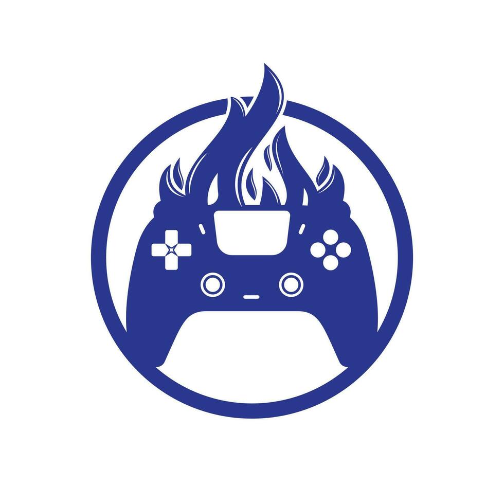 diseño de logotipo de vector de jugador furioso. controlador de teclado y diseño de icono de vector de llama de fuego.