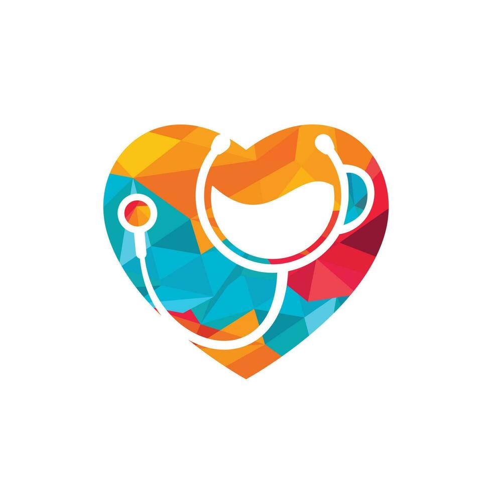 Healthy coffee vector logo design. Doctors stethoscope with coffee cup logo design.