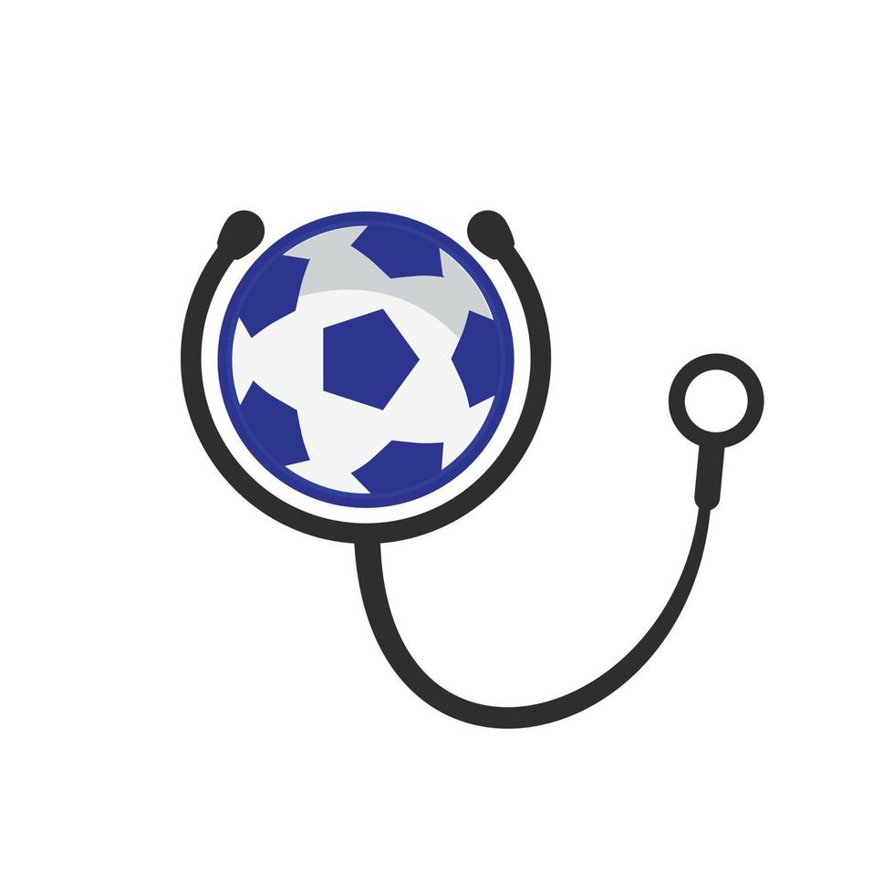 Soccer stethoscope vector logo design. Sports health and care logo concept.