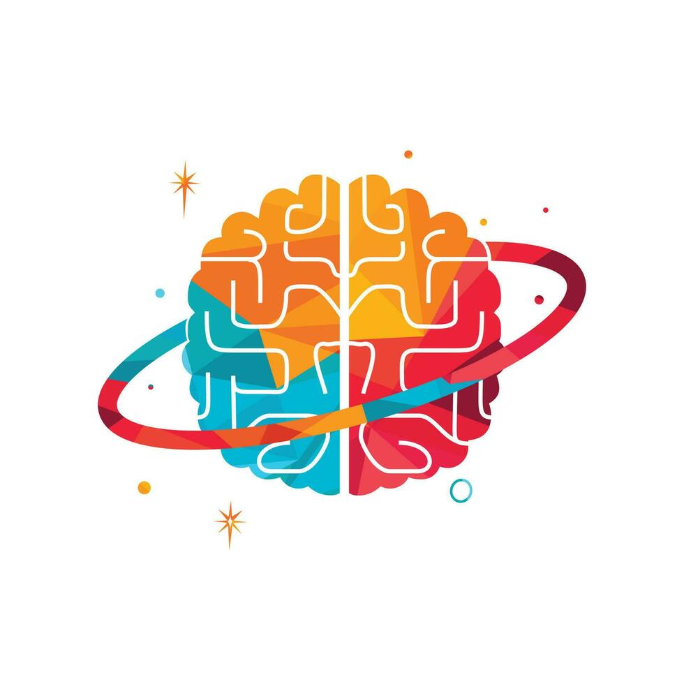 Brain planet vector logo design. Intellectual and smart logo concept.
