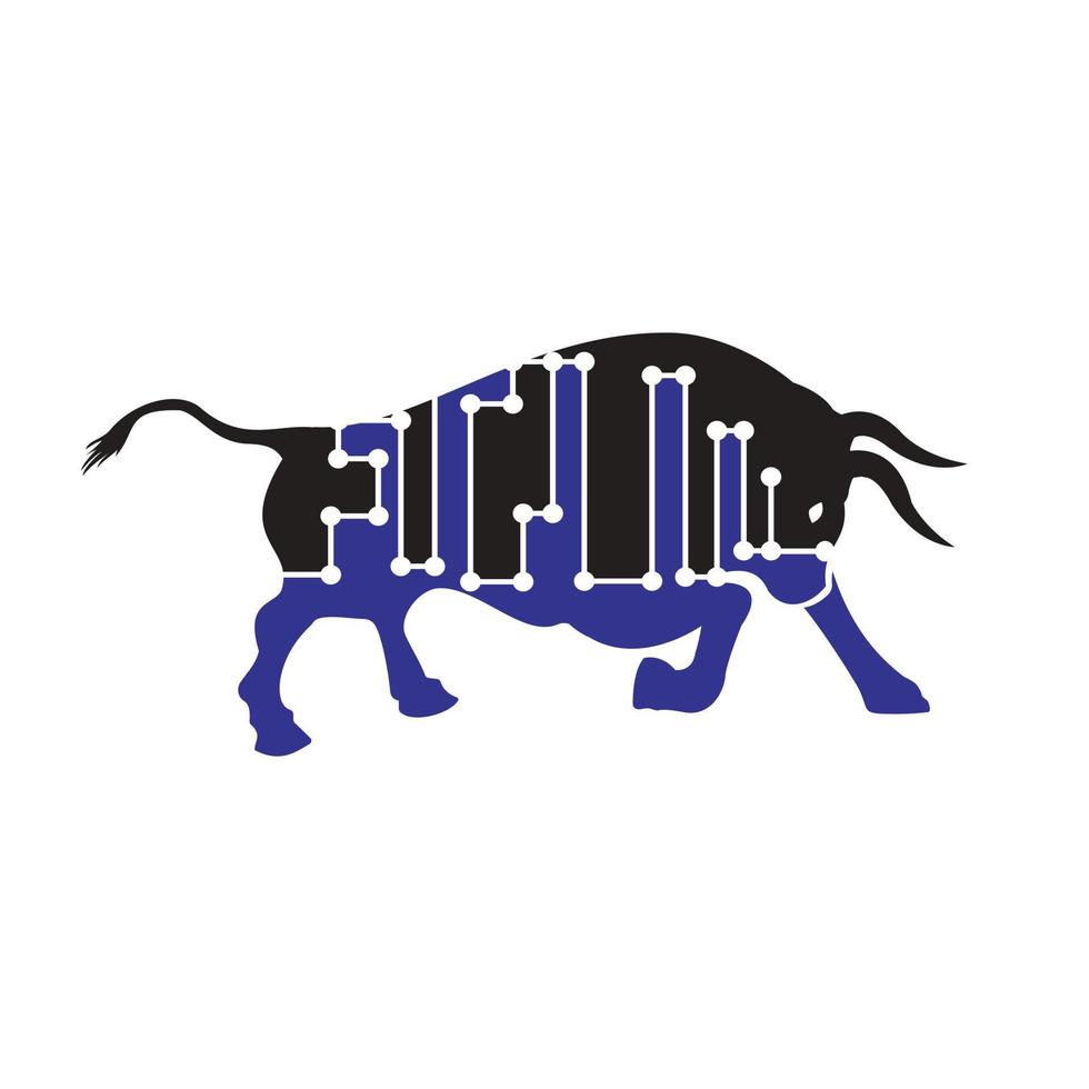 Bull tech vector logo design.