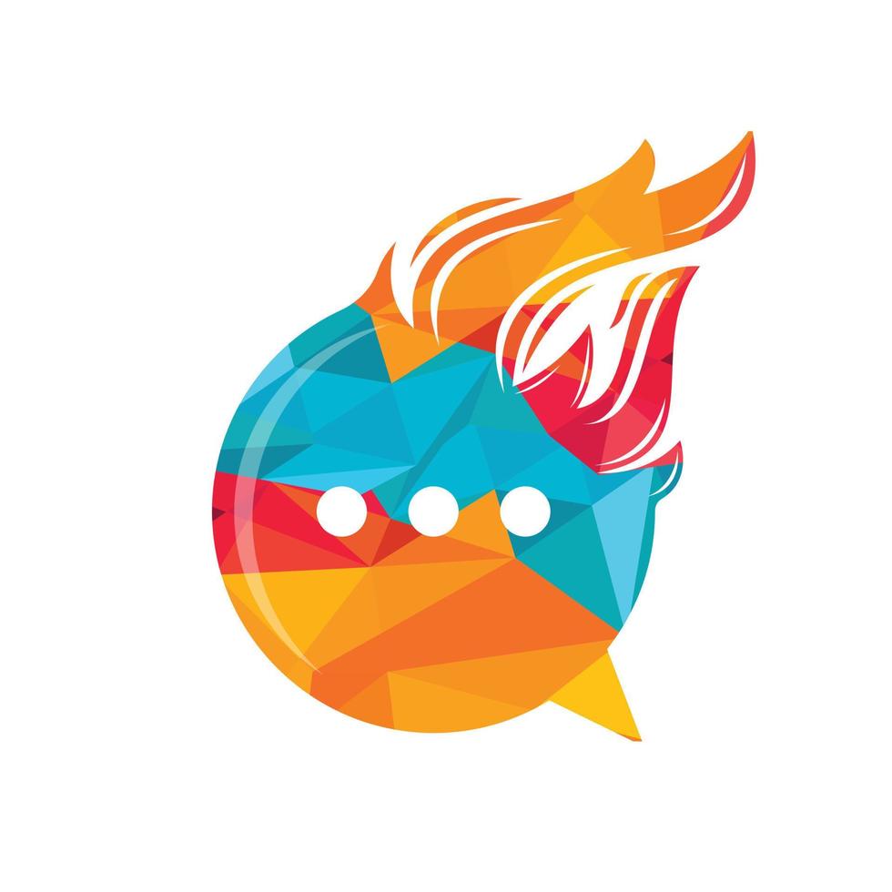 Fire chat vector logo design.