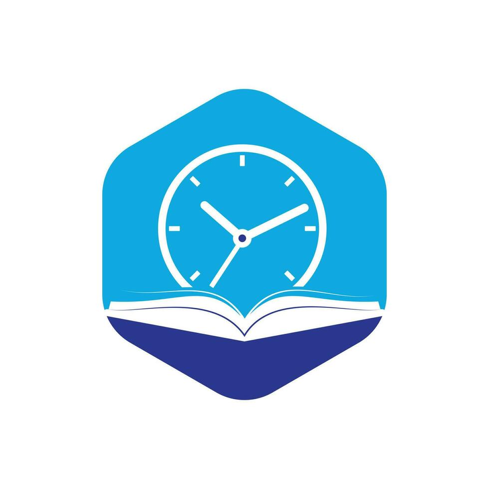 Study time vector logo design. Book with clock icon design.