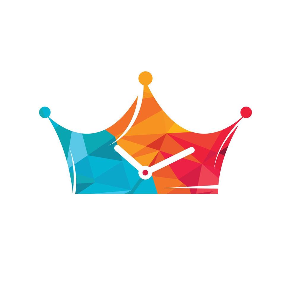 plantilla de diseño de logotipo de vector de tiempo de rey. corona con diseño de logotipo de vector de icono de reloj.