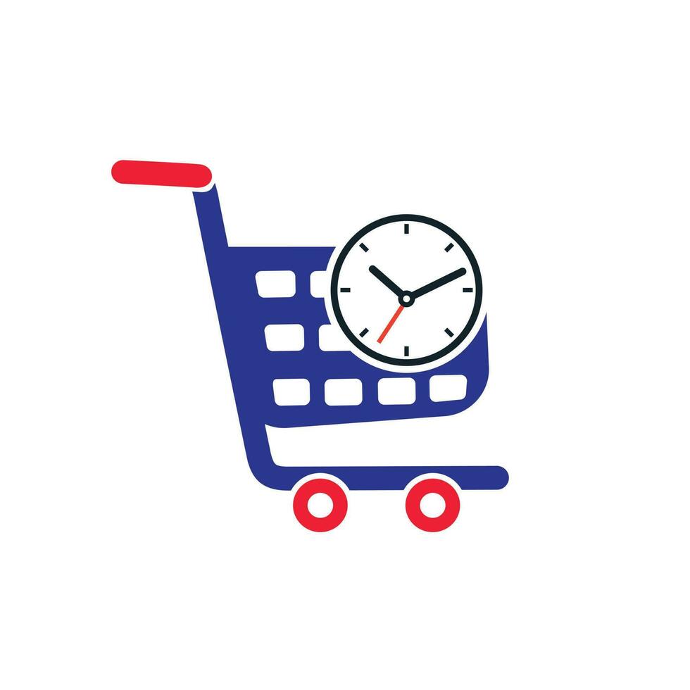 Shopping time vector logo design template.