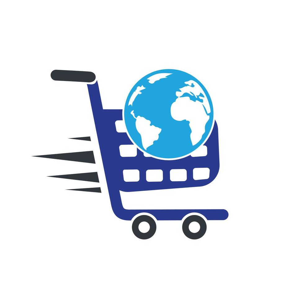 Globe shopping cart vector logo design. Online Shop logo designs concept.