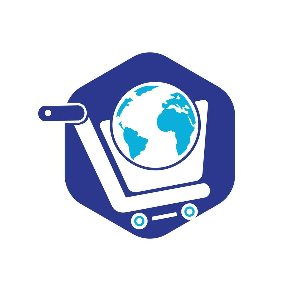 Globe shopping cart vector logo design. Online Shop logo designs concept.