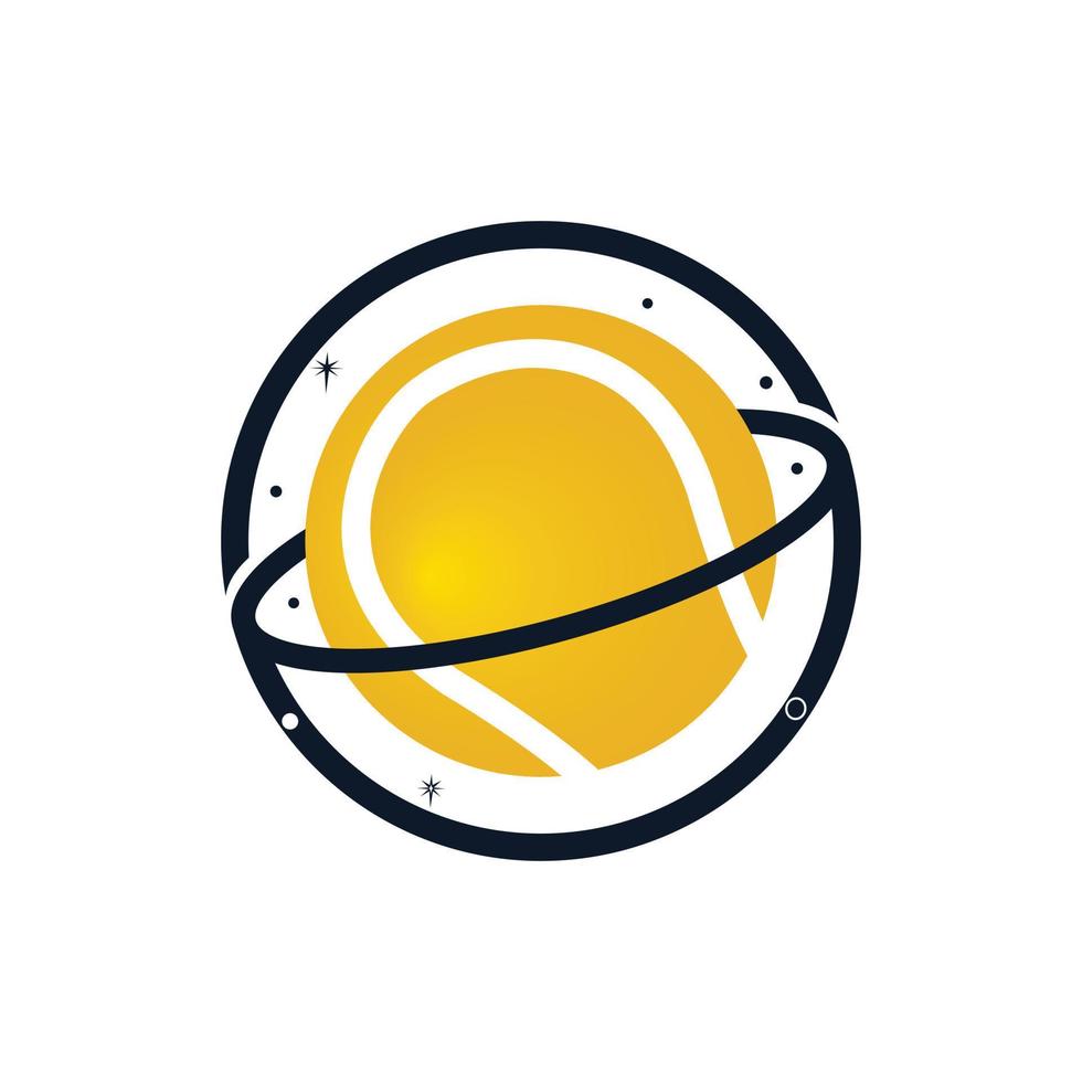 diseño del logotipo vectorial del planeta tenis. plantilla única de diseño de logotipo de tenis. vector