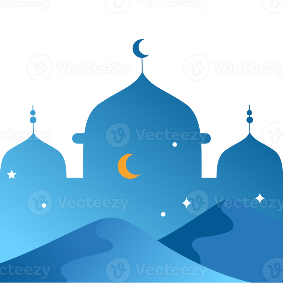 illustrazione di islamico moschea con Luna e stella decorazione png