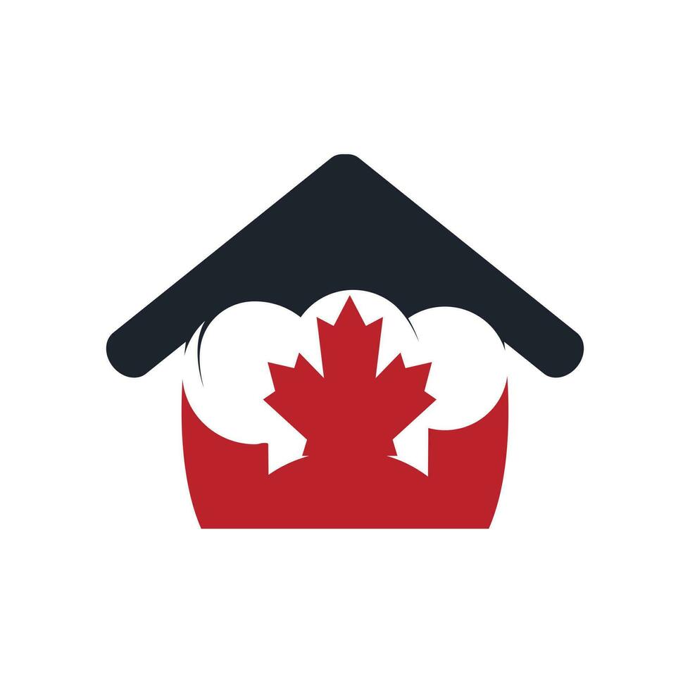 plantilla de diseño de logotipo de vector de chef canadiense. hoja de arce con el logotipo del icono del sombrero de chef.