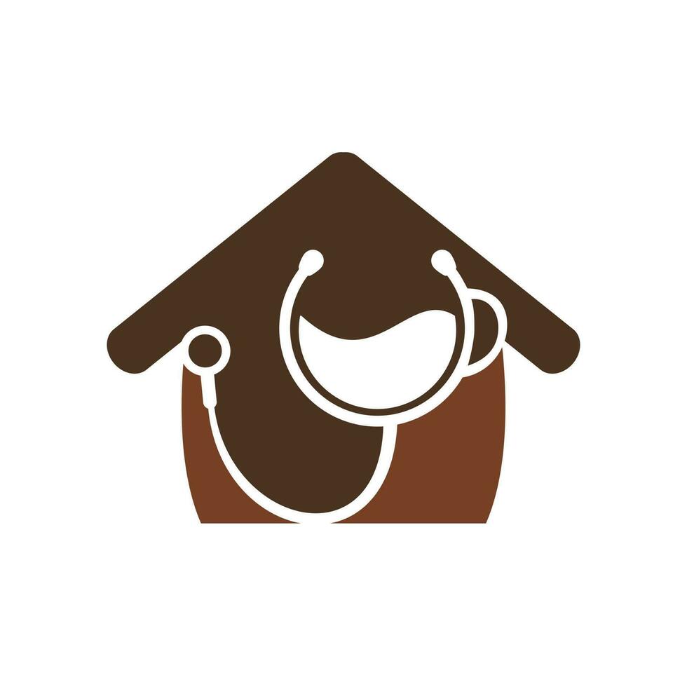 Healthy coffee vector logo design. Doctors stethoscope with coffee cup logo design.