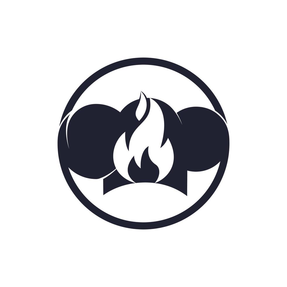 plantilla de diseño de logotipo de vector de sombrero de chef caliente. sombrero de chef y logotipo de icono de fuego.