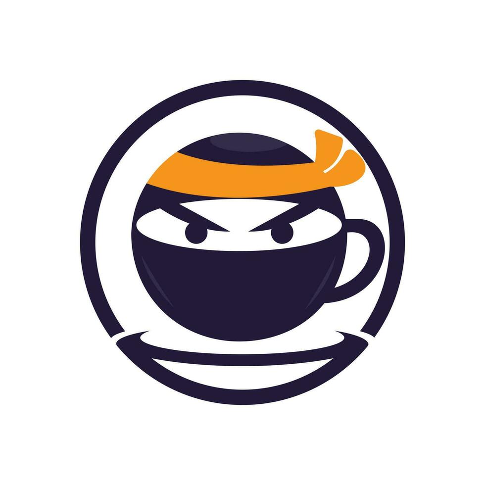 Ninja coffee vector logo design.