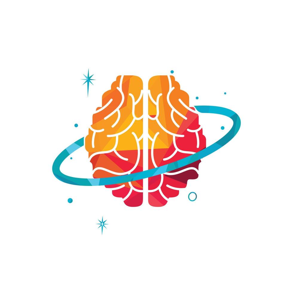 diseño del logotipo del vector del planeta cerebral. concepto de logotipo intelectual e inteligente.