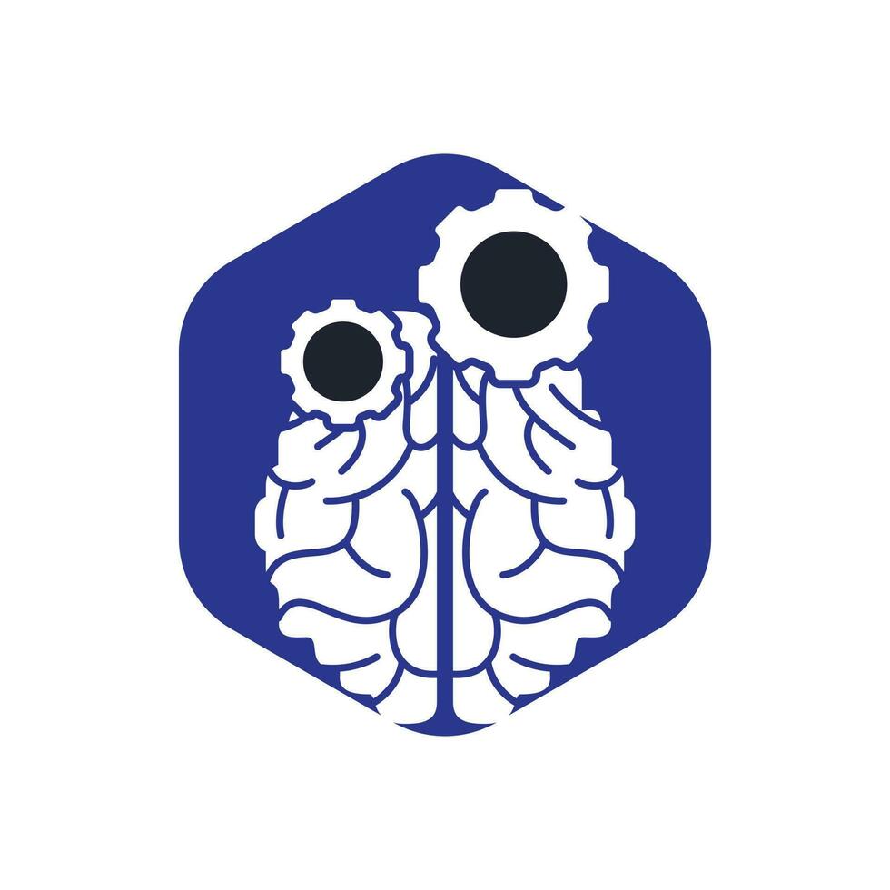 Brain and gear cog logo design. vector