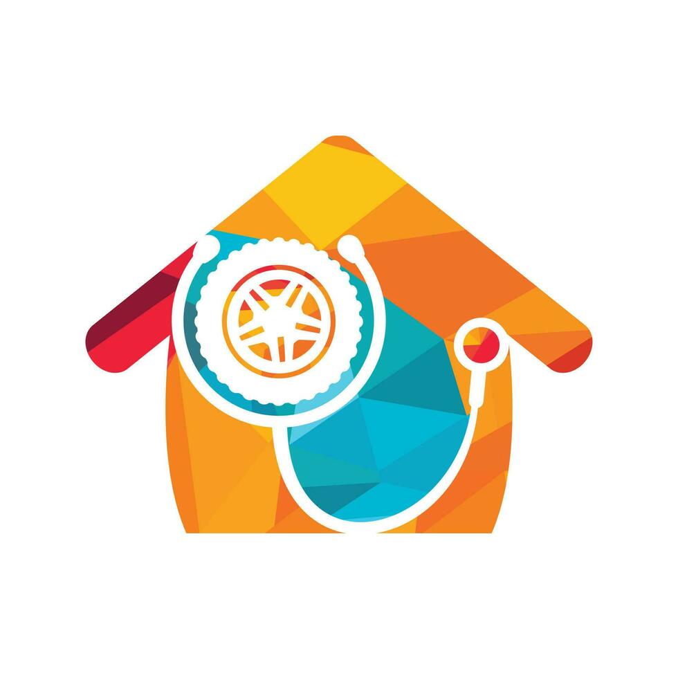 Automotive support and care logo concept. Tire and stethoscope icon logo design. vector
