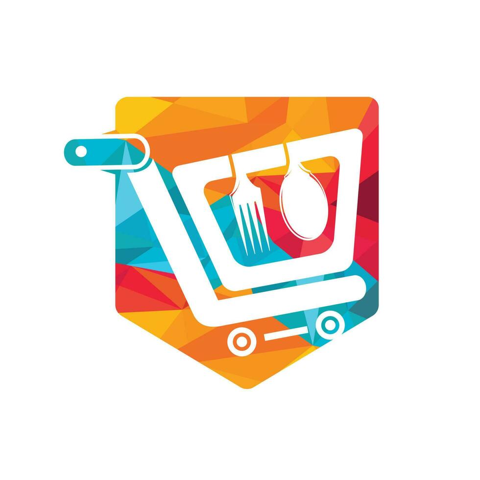 Food shopping vector logo design.