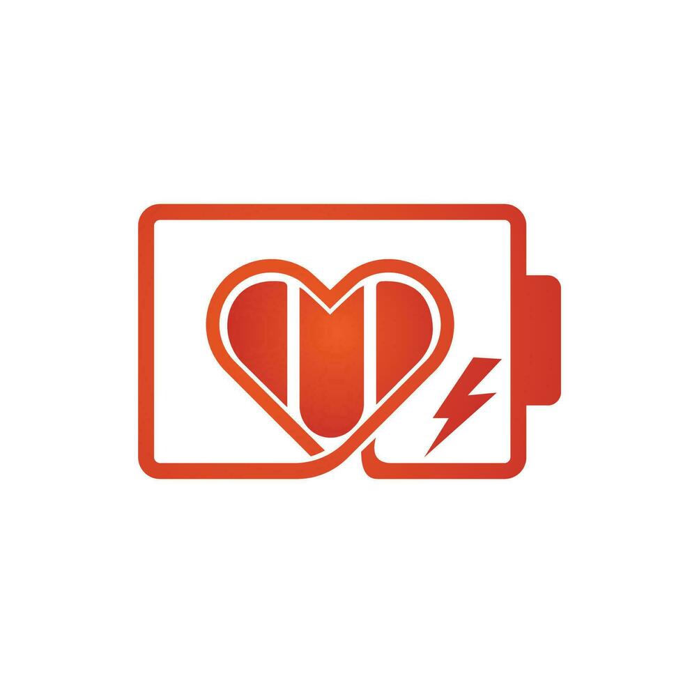 Love battery charging vector logo design.
