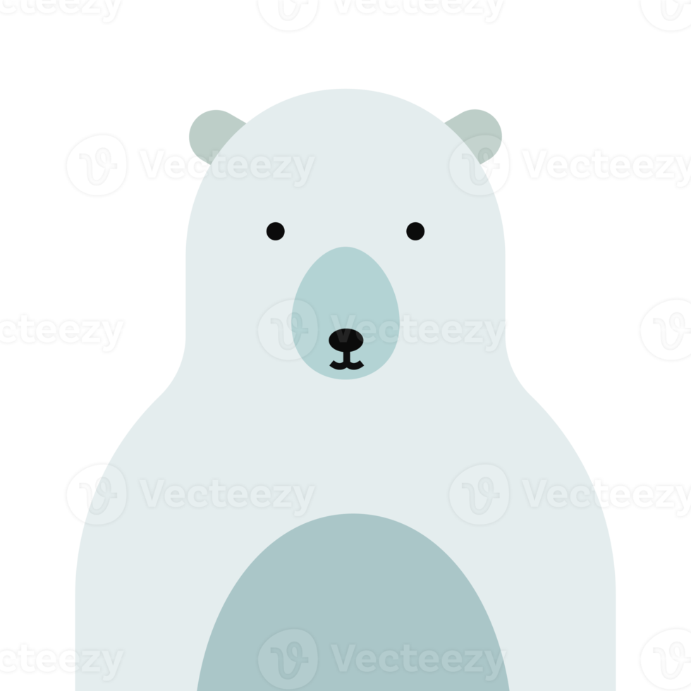 Cute polar bear flat design. Animal character png