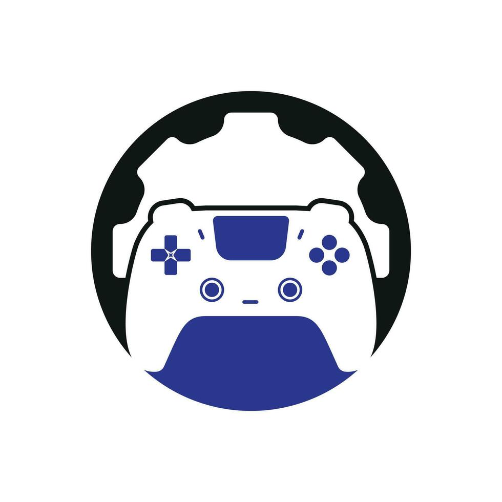 Video game repair vector logo design template. Gamepad with gear icon vector design.