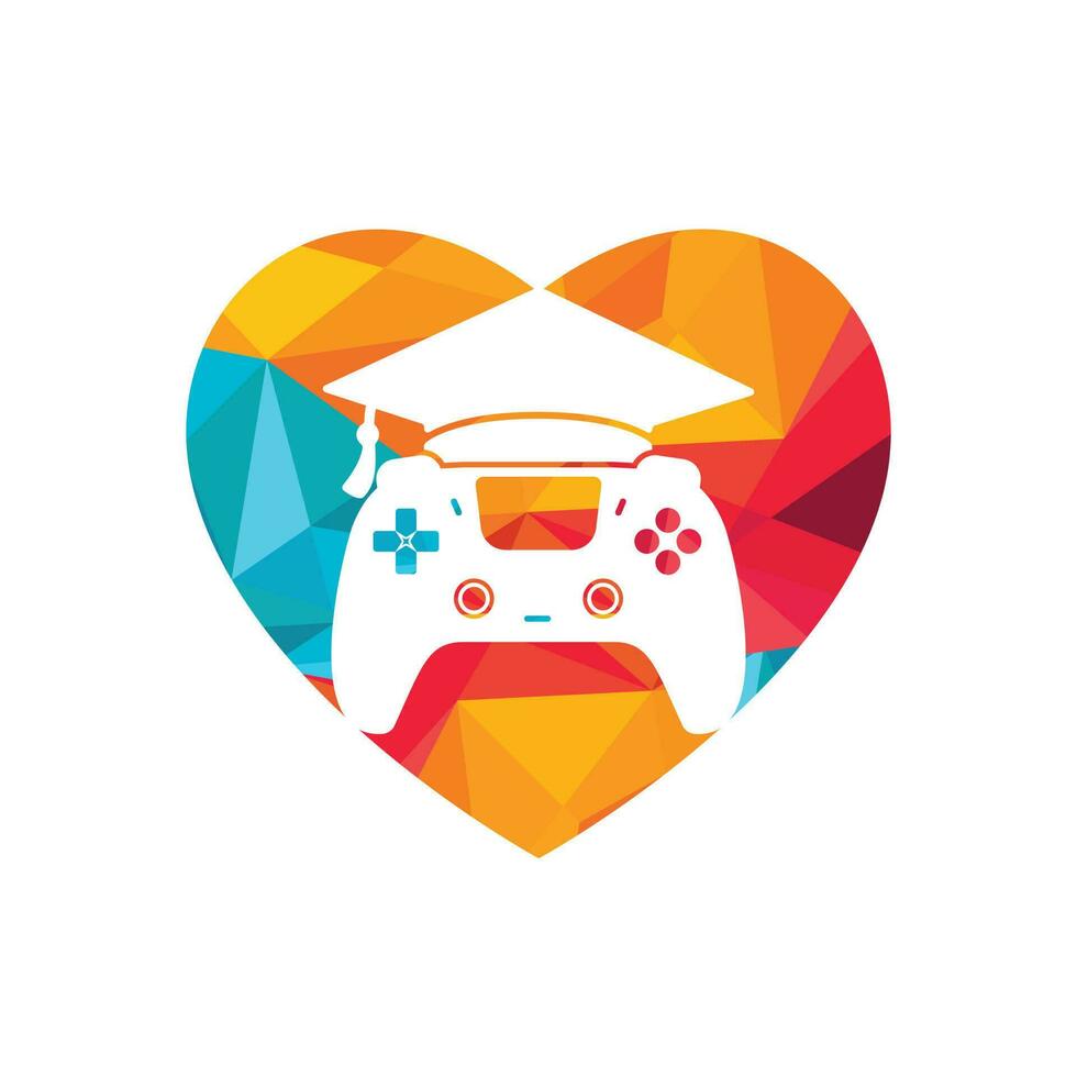 Game education vector logo design. Game console with graduation cap icon design.