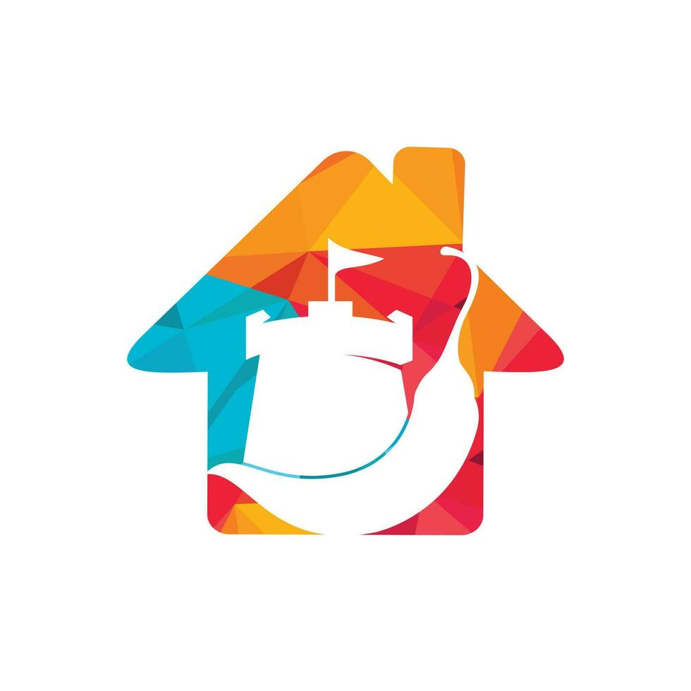 Strong chili vector logo design concept. Chili with fort icon logo design.