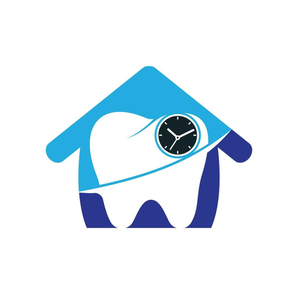 plantilla de diseño de logotipo de vector de tiempo dental. diseño de icono de reloj y diente humano.