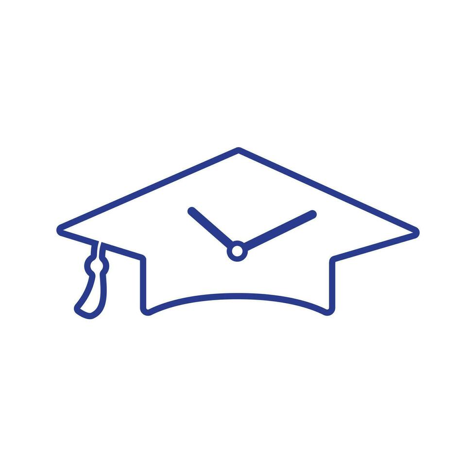 Study time vector logo design. Graduation hat with clock icon design.