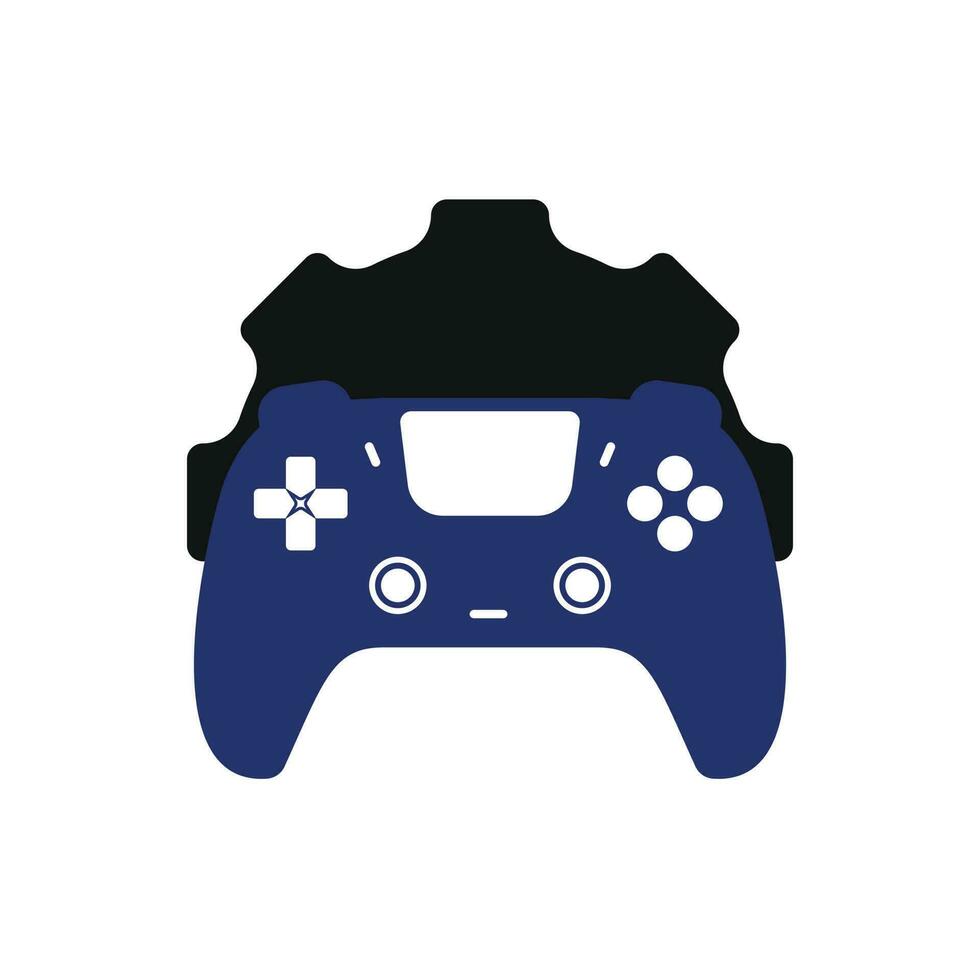 Video game repair vector logo design template. Gamepad with gear icon vector design.