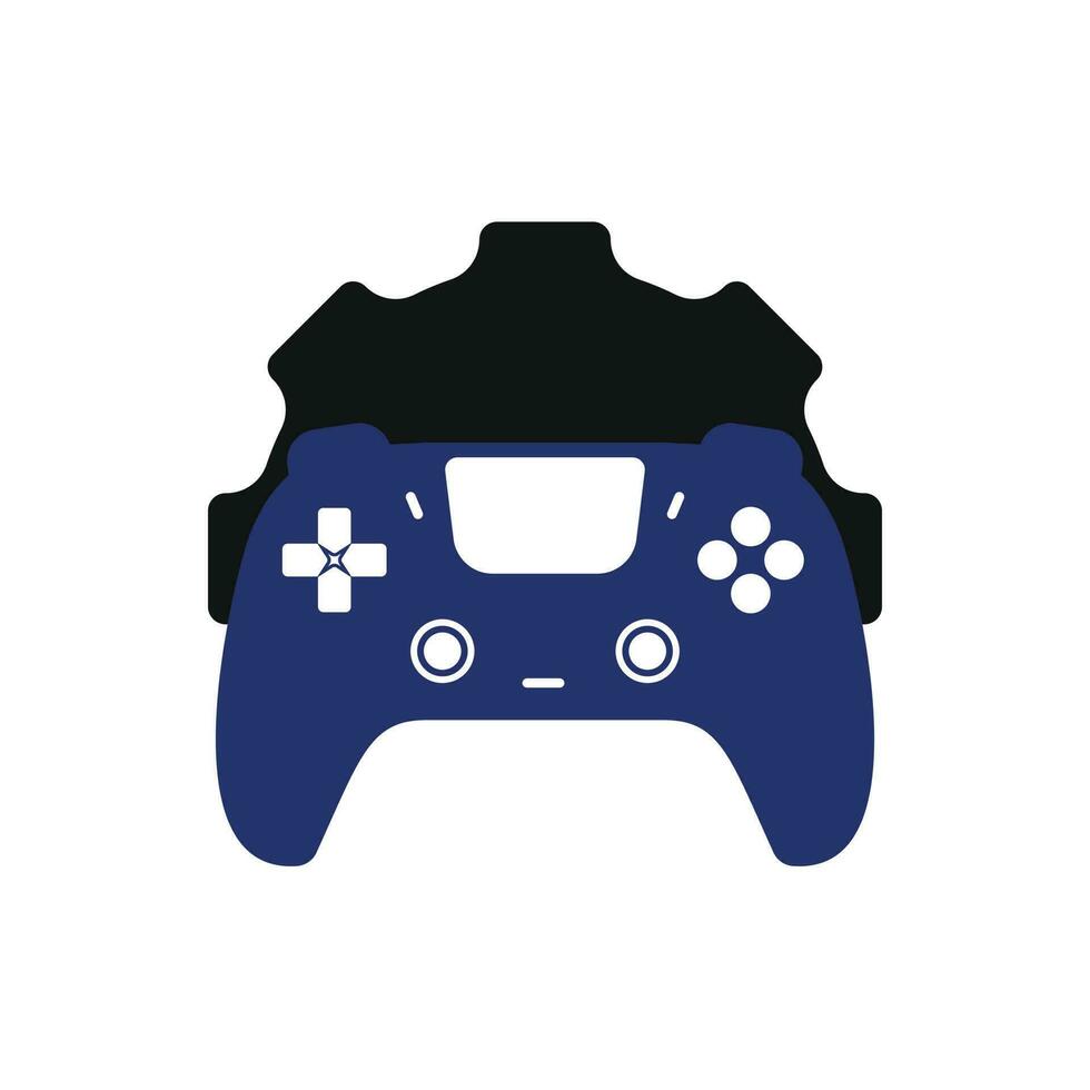 plantilla de diseño de logotipo vectorial de reparación de videojuegos. gamepad con diseño de vector de icono de engranaje.