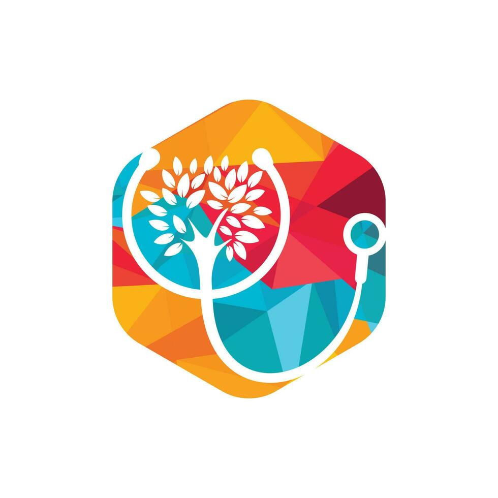 Health stethoscope vector logo design. Stethoscope with tree icon vector design.