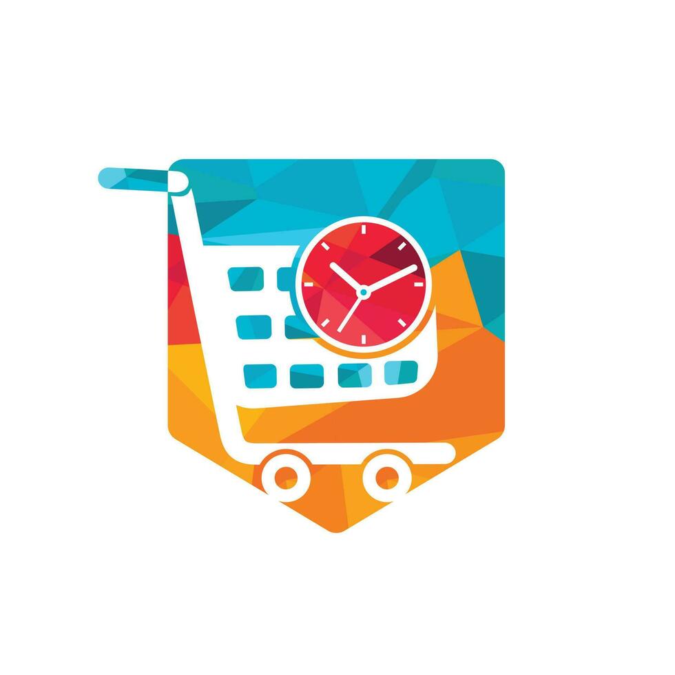 Shopping time vector logo design template.