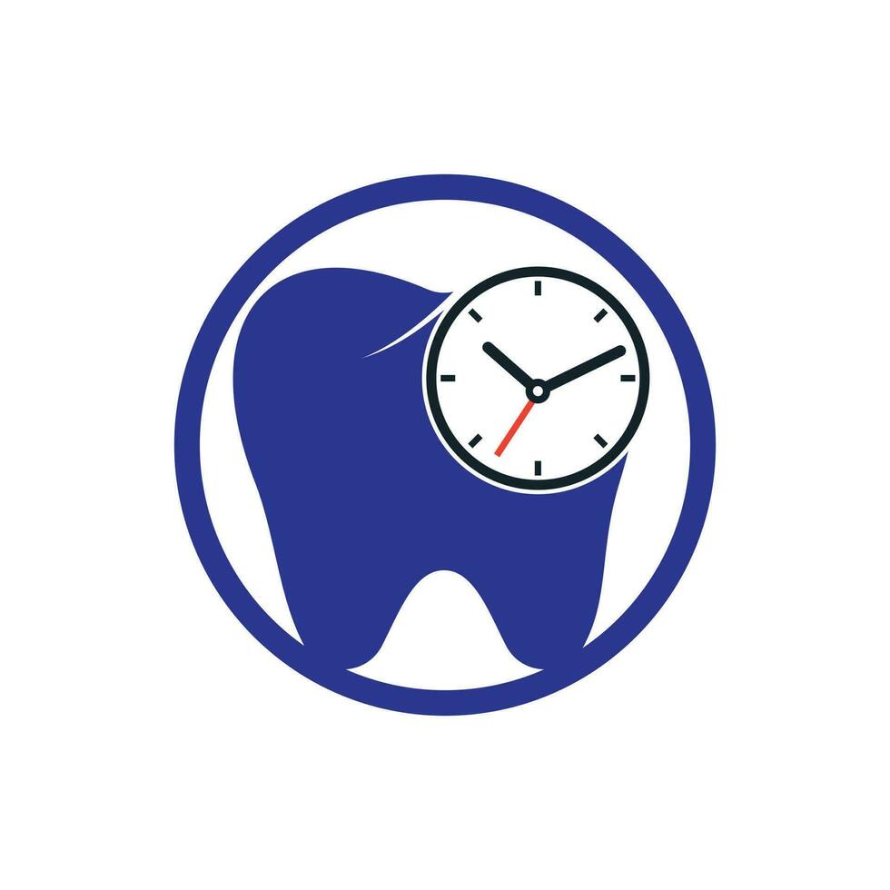 Dental time vector logo design template. Human tooth and clock icon design.
