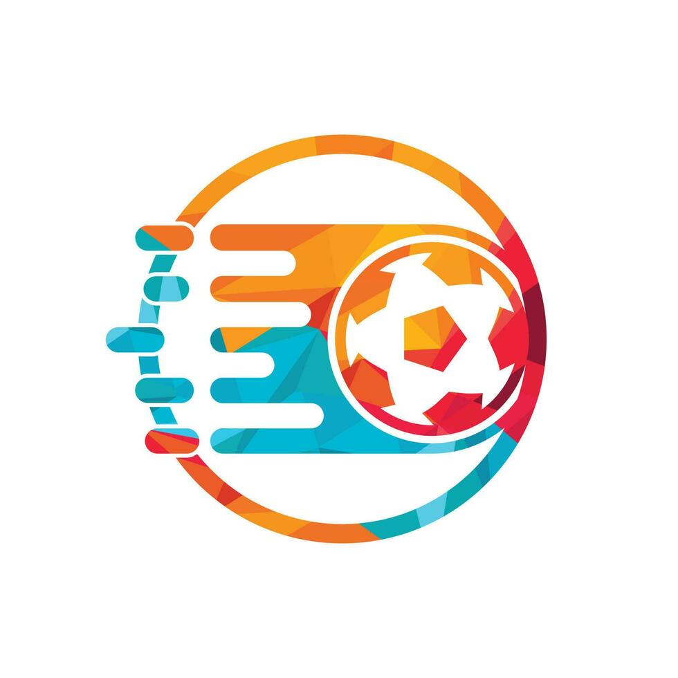 diseño de logotipo de vector de fútbol rápido. concepto de diseño del logotipo del juego de velocidad.