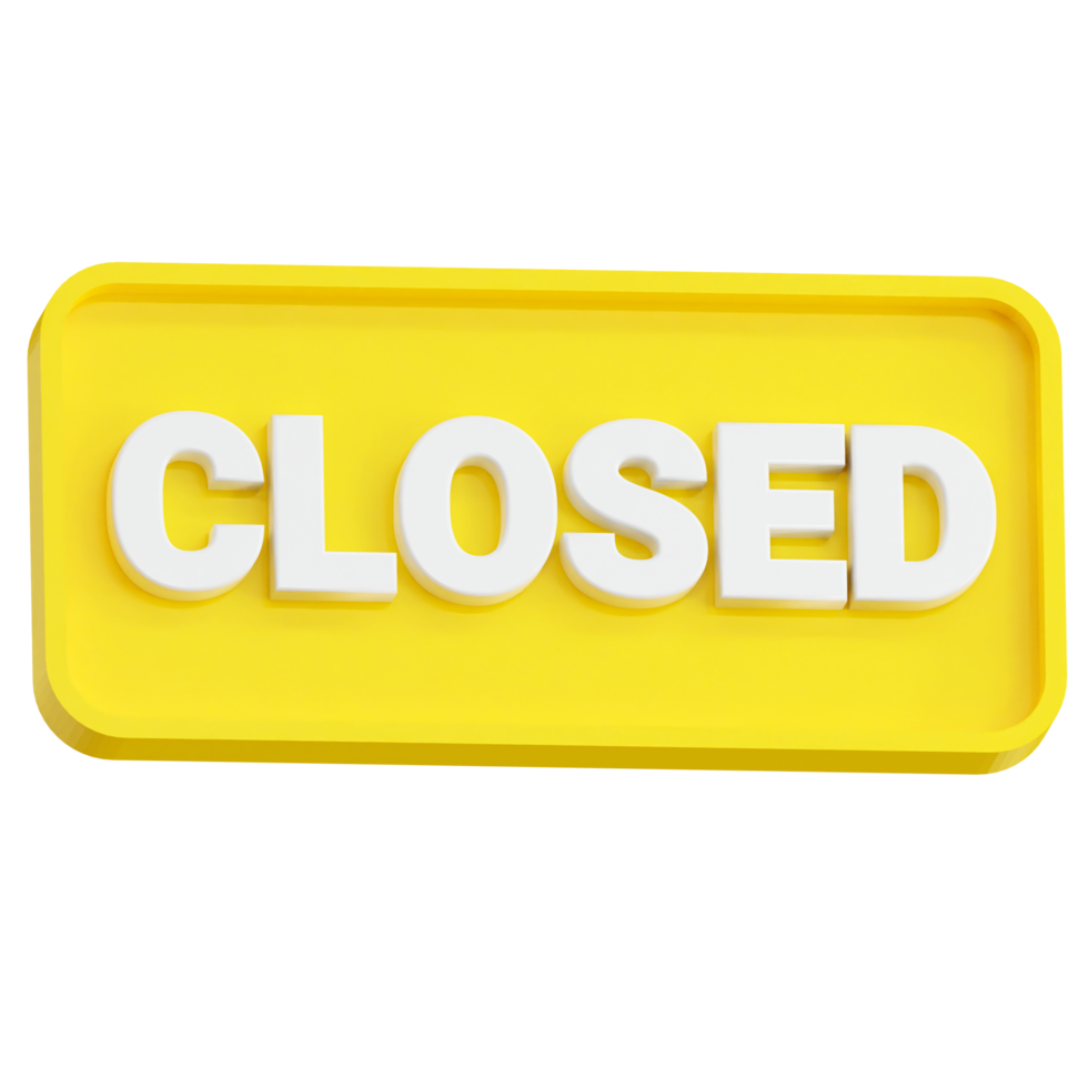 3D rendering Closed sign icon, closed banner business concept. png