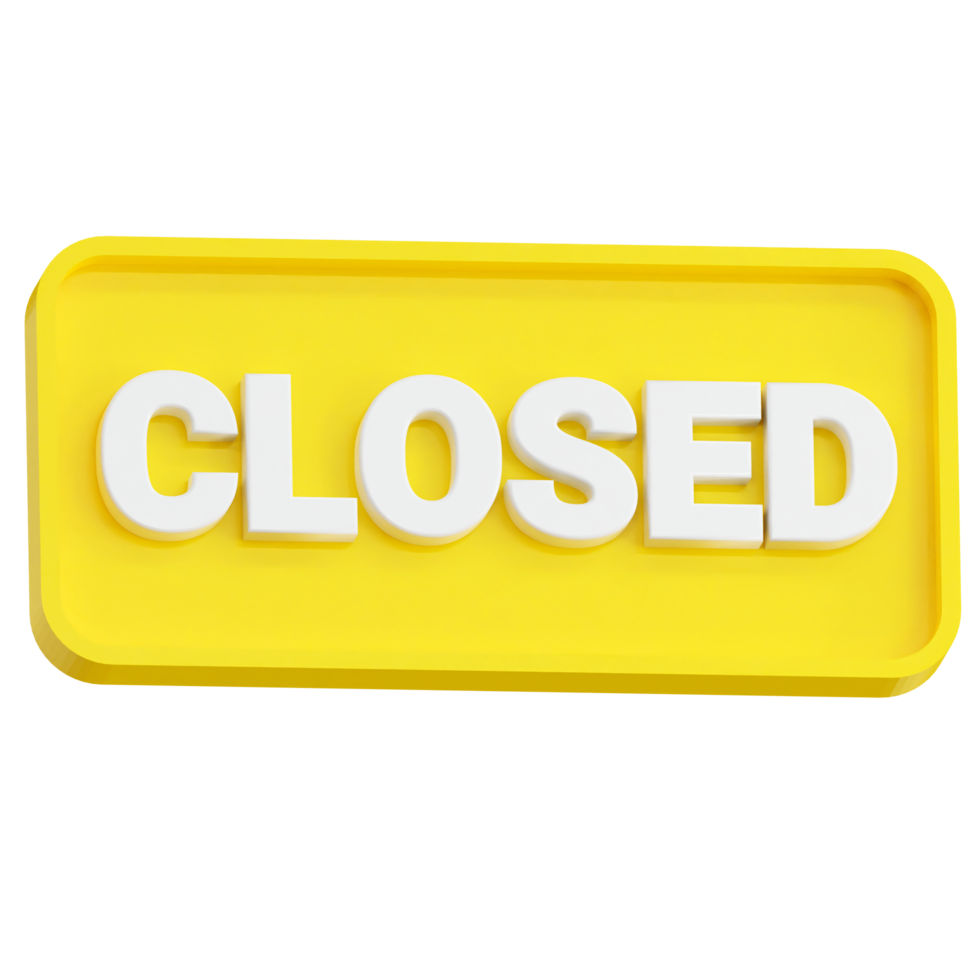 3D rendering Closed sign icon, closed banner business concept. png