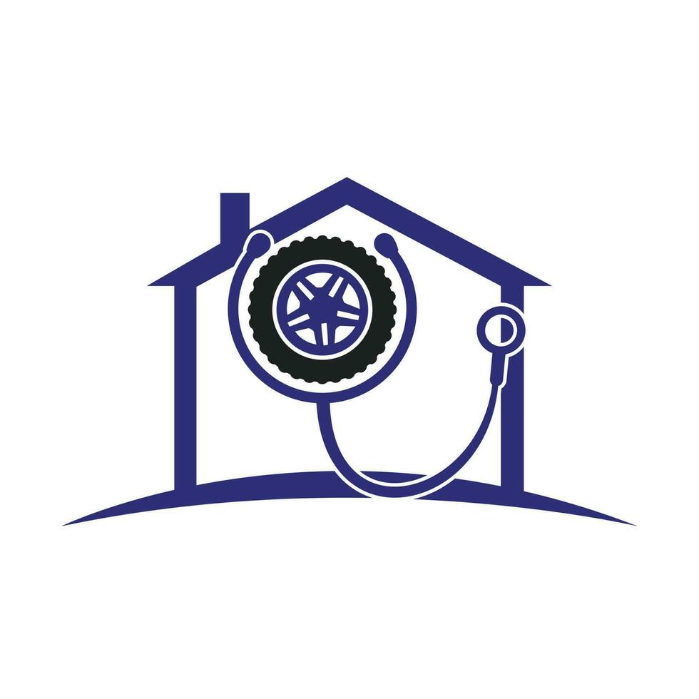 Automotive support and care logo concept. Tire and stethoscope icon logo design. vector