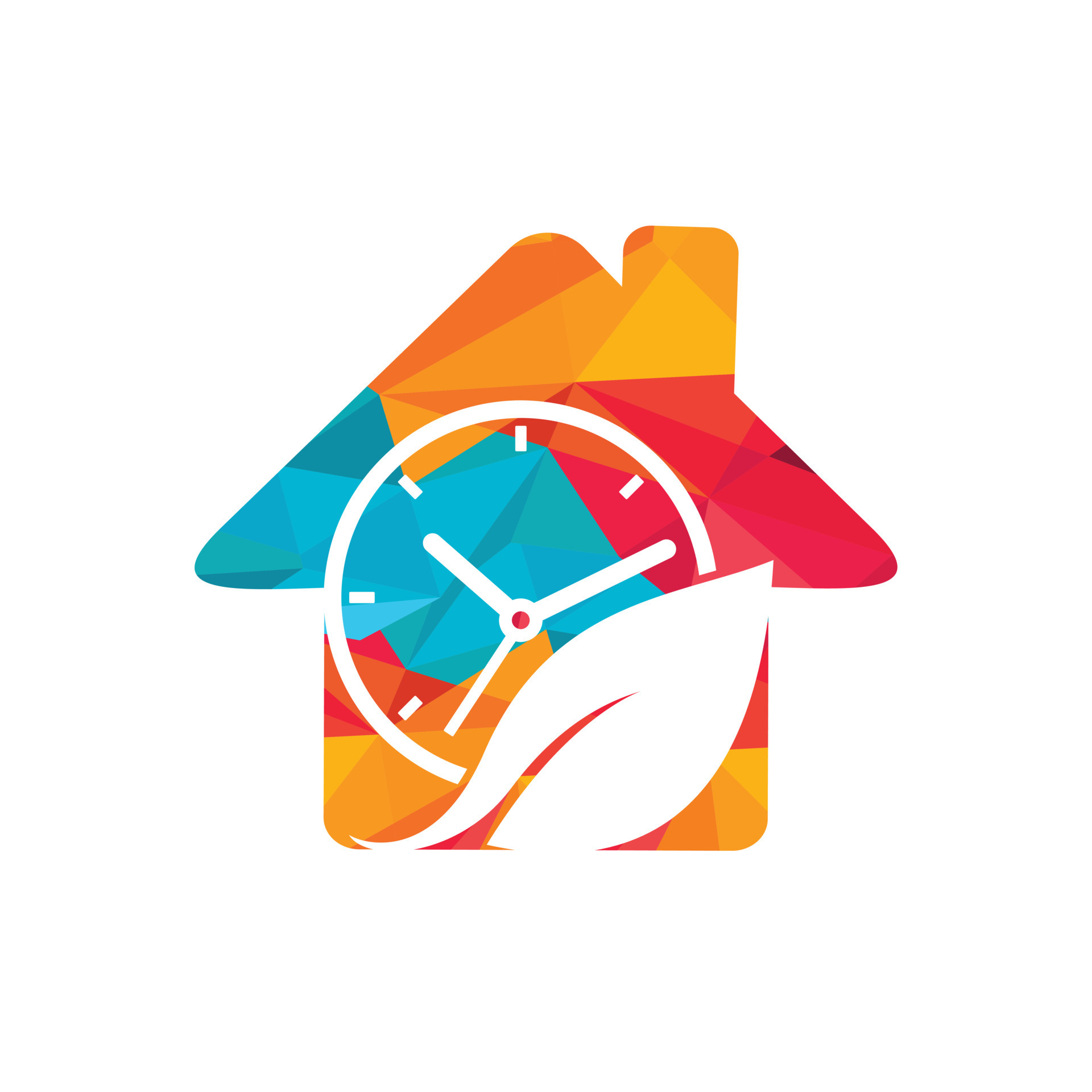 Nature time vector logo design. Vector clock and leaf logo combination